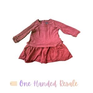 ✨ GAP Kids Deep Red Casual Dress Skirted Long Sleeve w/ Subtle Polka Dot 18-24M